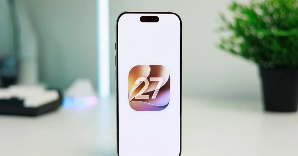 Tampilan iOS 27 dengan logo Apple dan ikon wearable terbaru yang mendukung Visual Intelligence