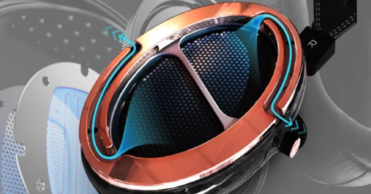 Ilustrasi teknologi SLAM Audeze pada headphone premium
