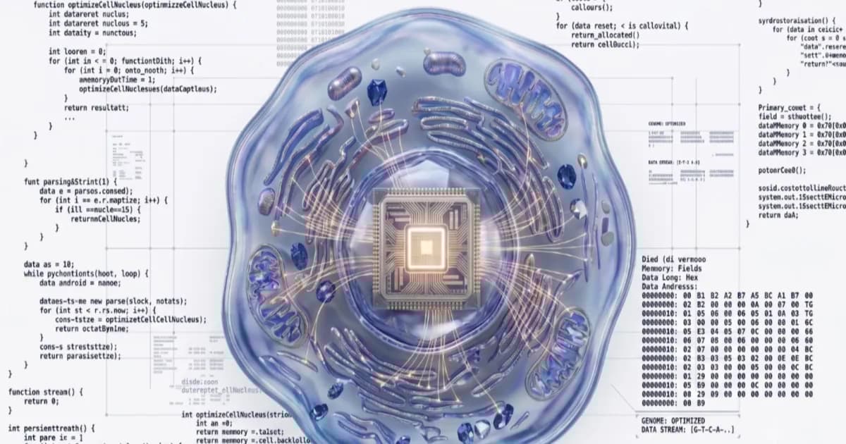 Ilustrasi sel manusia yang diprogram seperti chip komputer