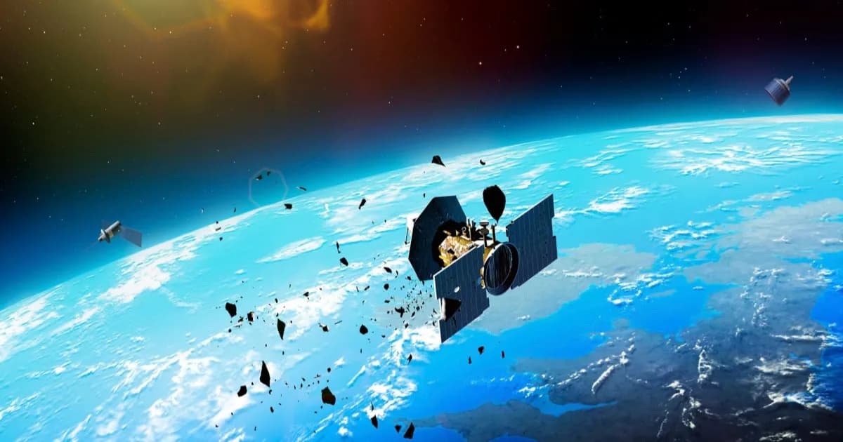 Ilustrasi puing antariksa di orbit rendah Bumi