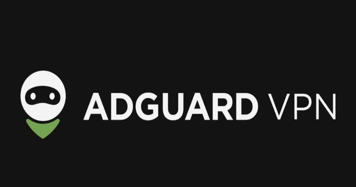 Logo AdGuard VPN dengan latar belakang biru