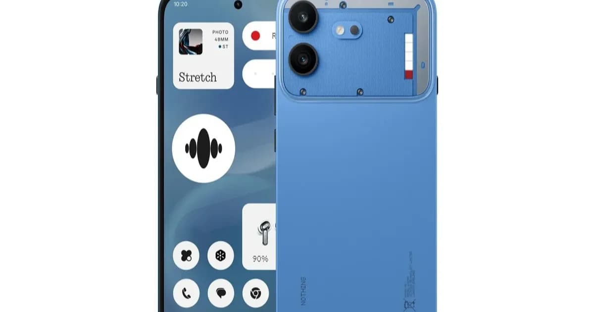 Nothing Phone 4b warna biru dengan desain khas Nothing