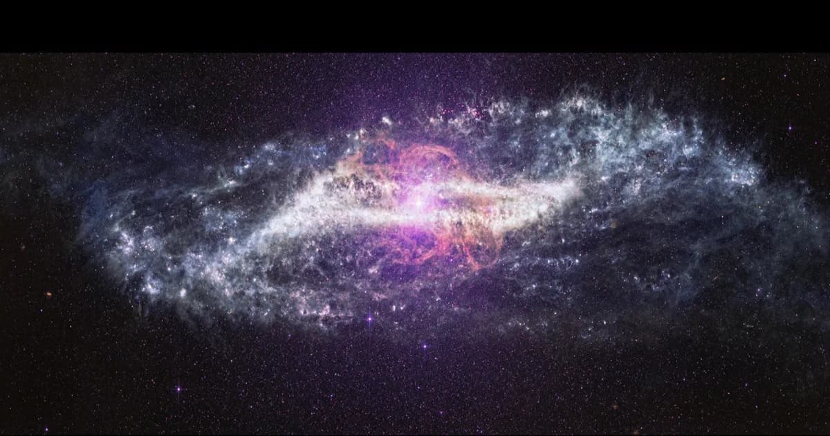 Gambar galaksi Centaurus A yang diabadikan oleh James Webb Space Telescope menunjukkan detail struktur debu dan kelahiran bintang