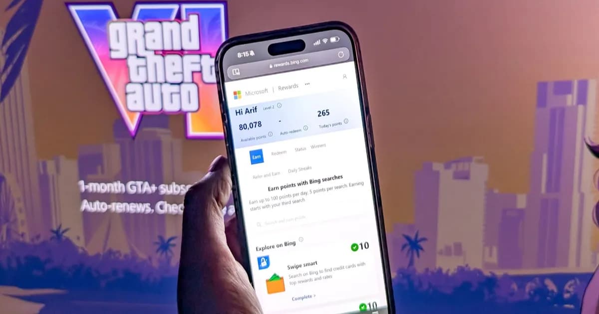 Tampilan halaman pre-order GTA 6 dengan saldo Microsoft Rewards di ponsel