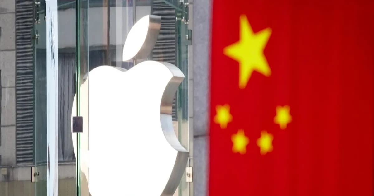 Apple logo next to Chinese flag