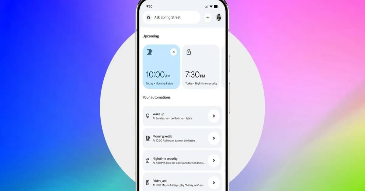 Ilustrasi fitur otomasi siap pakai Google Home