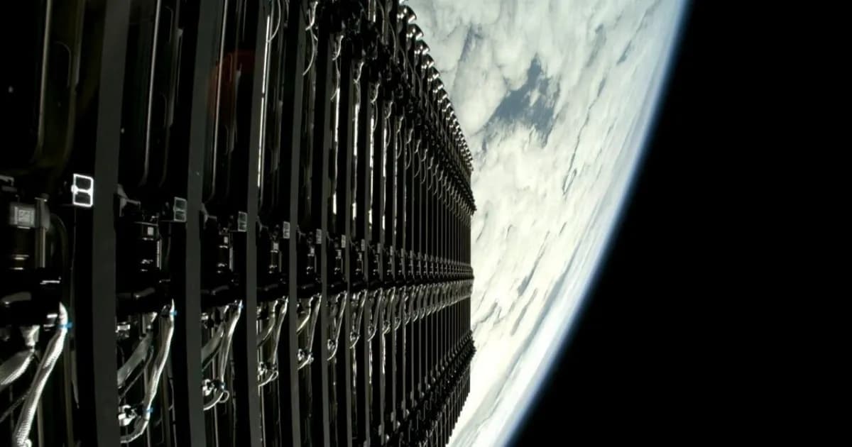 Ilustrasi konstelasi satelit Starlink milik SpaceX di orbit rendah Bumi