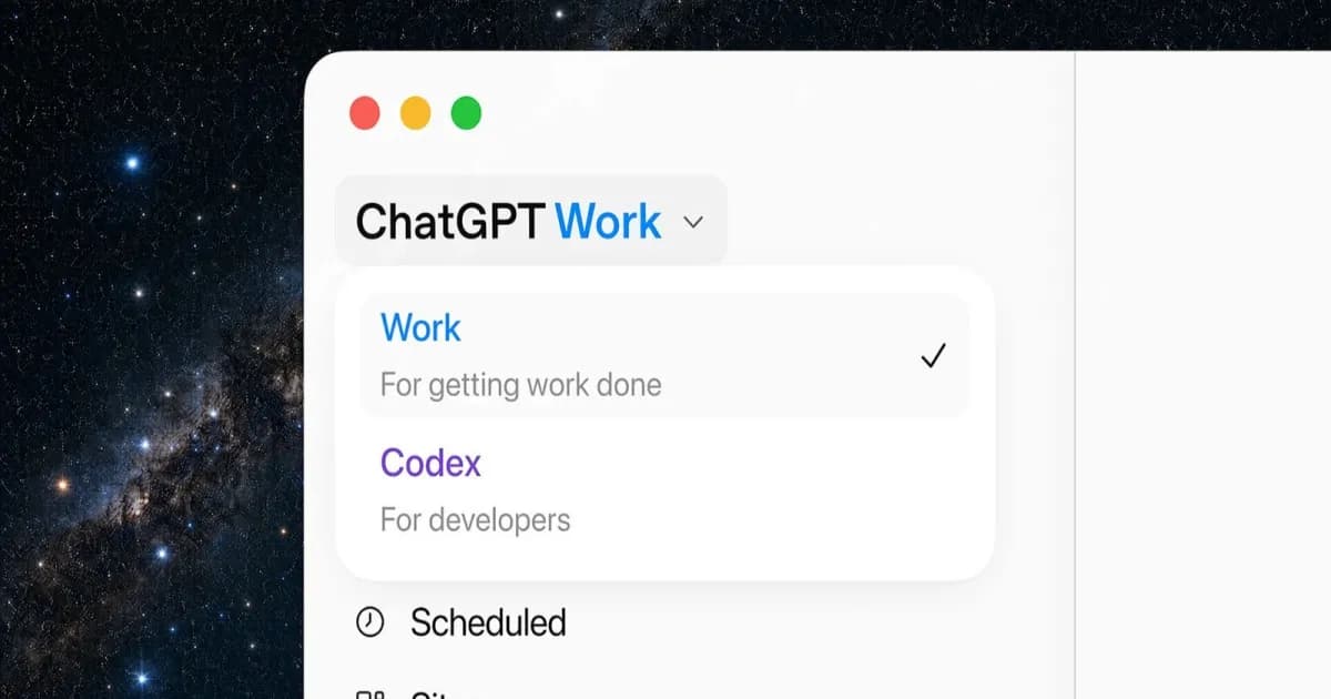 Tampilan antarmuka ChatGPT Work di aplikasi desktop