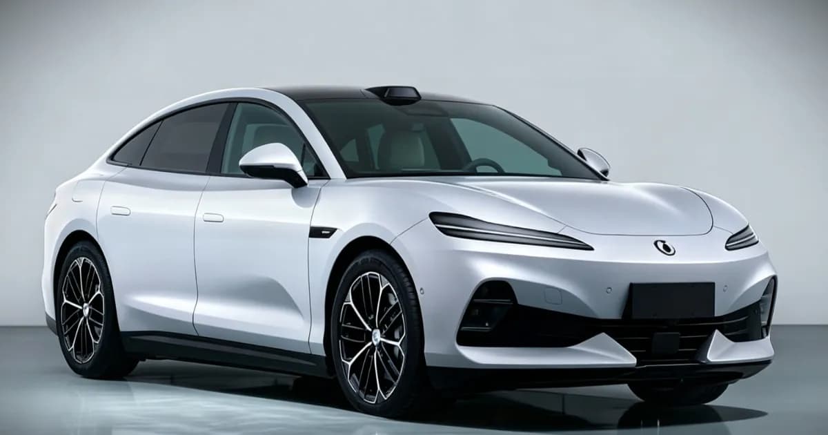 Tampak depan Denza Z9S sedan listrik dengan lampu LED dan gril khas