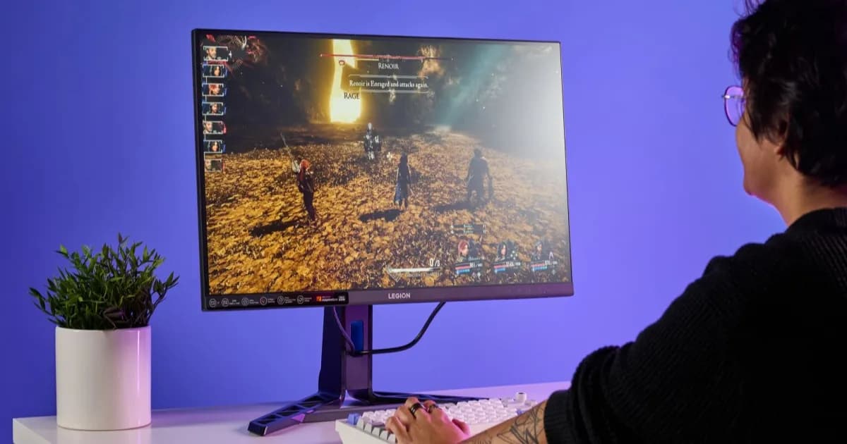 Konsep monitor Lenovo dengan AI agentik dan teknologi perlindungan mata cerdas