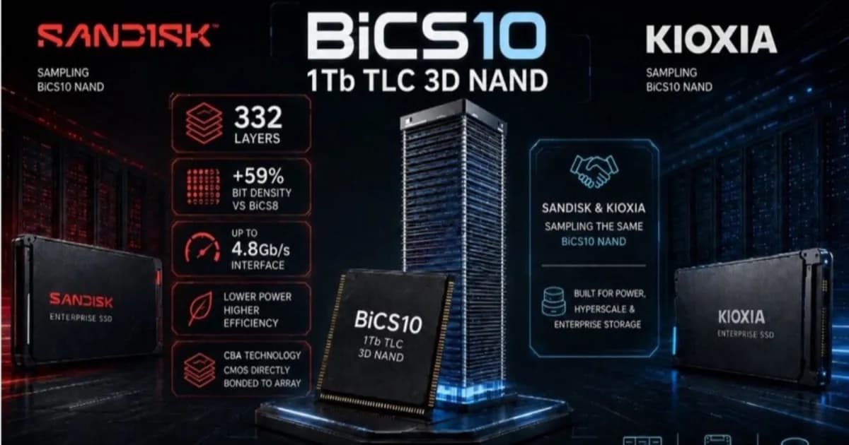 Chip NAND SanDisk BiCS10 332 lapis dengan kepadatan tinggi