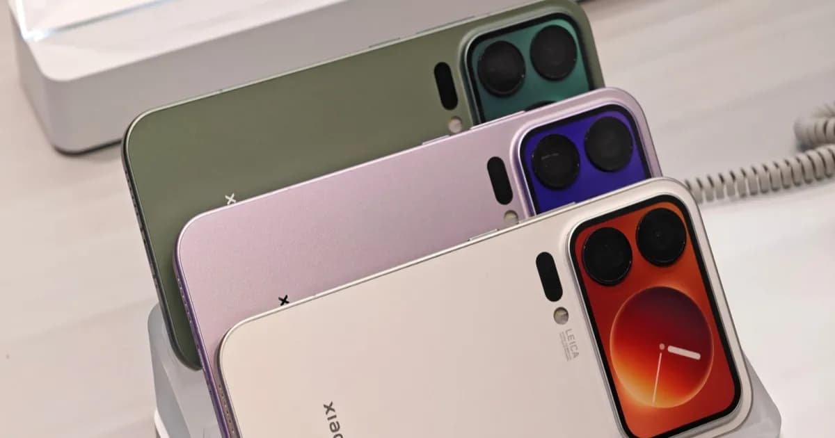 Display of Xiaomi 17T Pro Max smartphones at a retail store