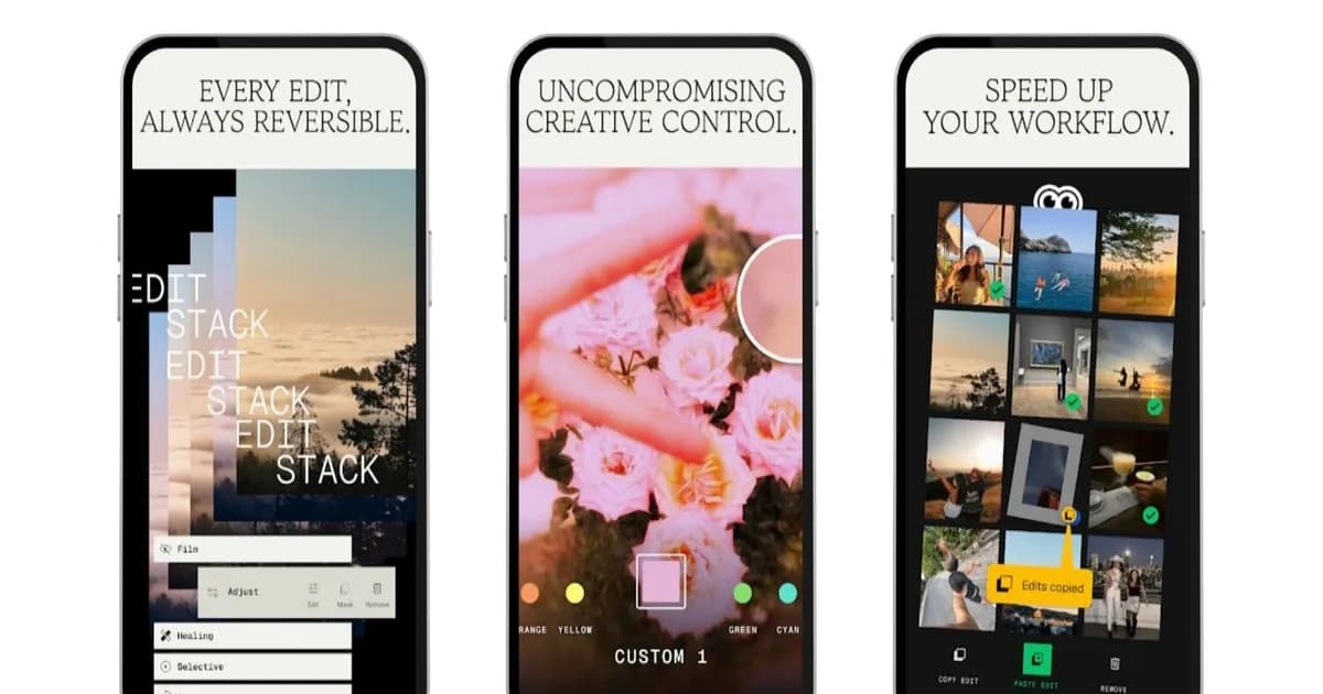 Tampilan aplikasi Snapseed versi 4.1 dengan menu edit file RAW dari kamera Sony, Canon, dan Nikon