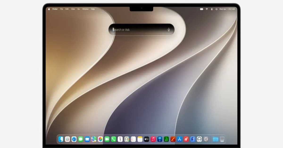 Tampilan antarmuka macOS 27 Golden Gate dengan fitur Liquid Glass transparan