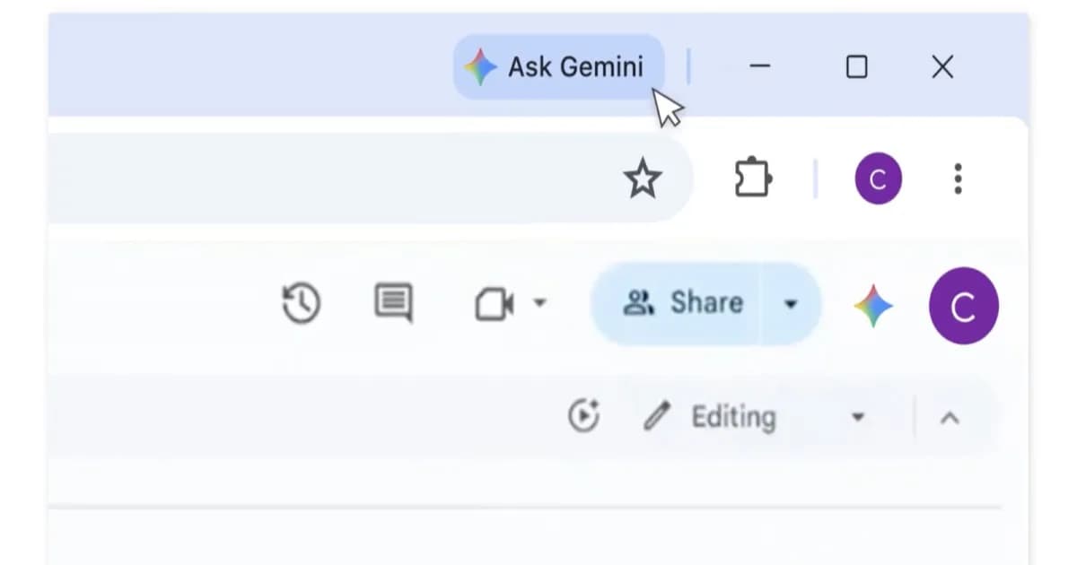Screenshot antarmuka Chrome dengan tombol Ask Gemini