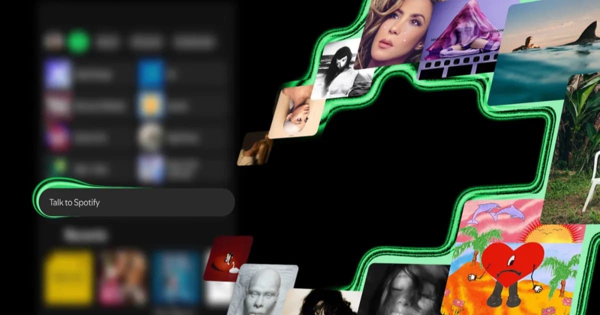 Ilustrasi fitur Talk to Spotify pada aplikasi Spotify