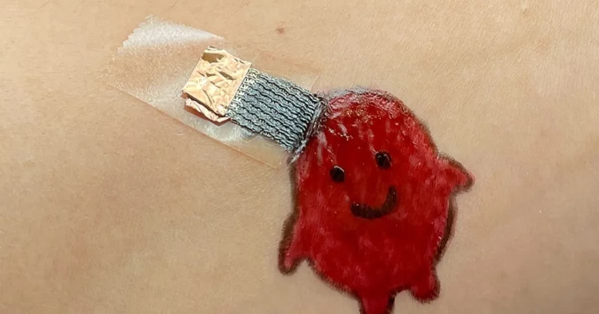 Ilustrasi tato konduktif di kulit sebagai sensor kesehatan