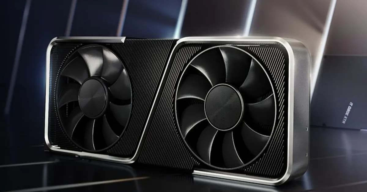 Kartu grafis Nvidia GeForce RTX 3060 dengan desain hitam dan kipas ganda