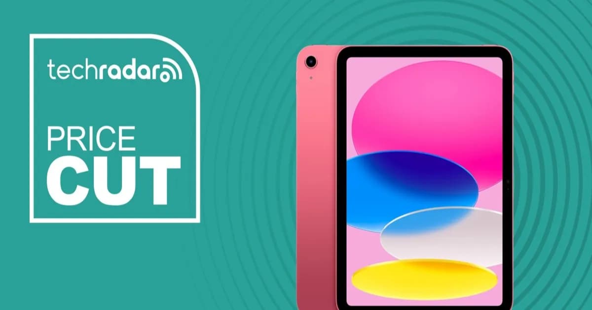Apple iPad A16 dengan latar belakang cyan