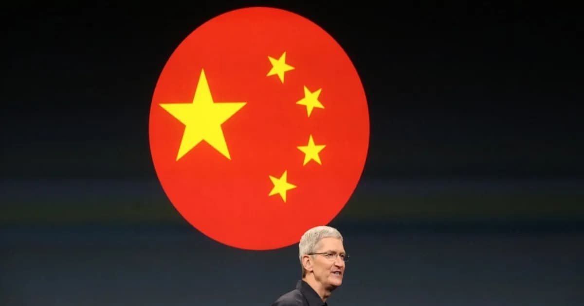 Logo Apple Intelligence dengan latar belakang China
