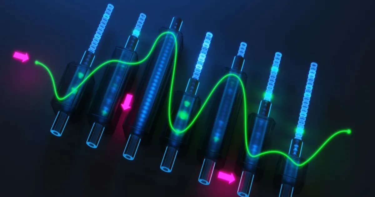 Grid nano-oscillator yang tersinkronisasi menunjukkan gelombang osilasi yang stabil dan teratur.