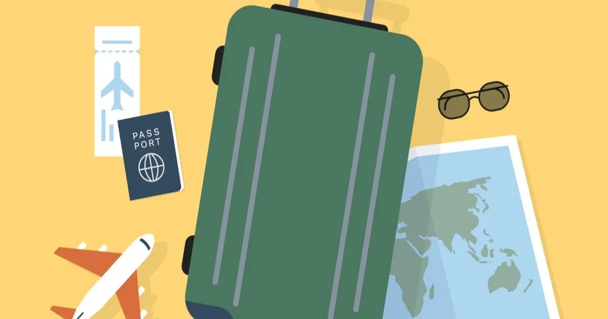 Ilustrasi platform travel technology Fora dengan antarmuka digital dan elemen perjalanan