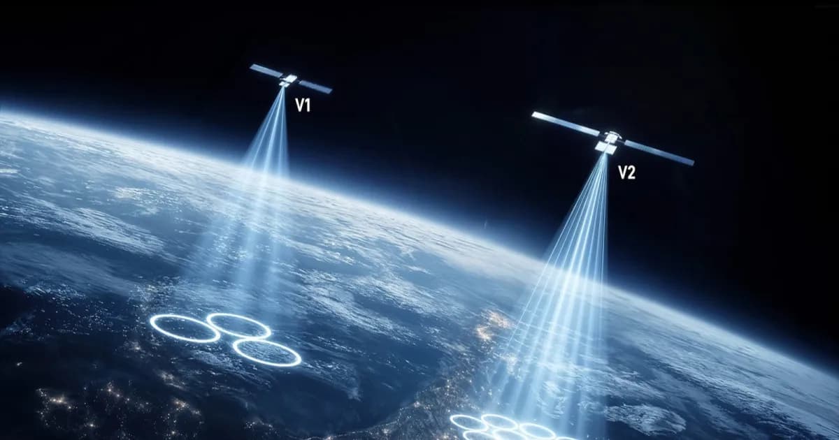 Ilustrasi jangkauan satelit Starlink di orbit Bumi
