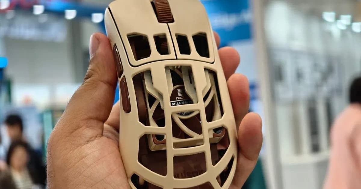 Pulsar Feinmann F01 Noctua Edition mouse gaming dengan kipas Noctua tampak depan
