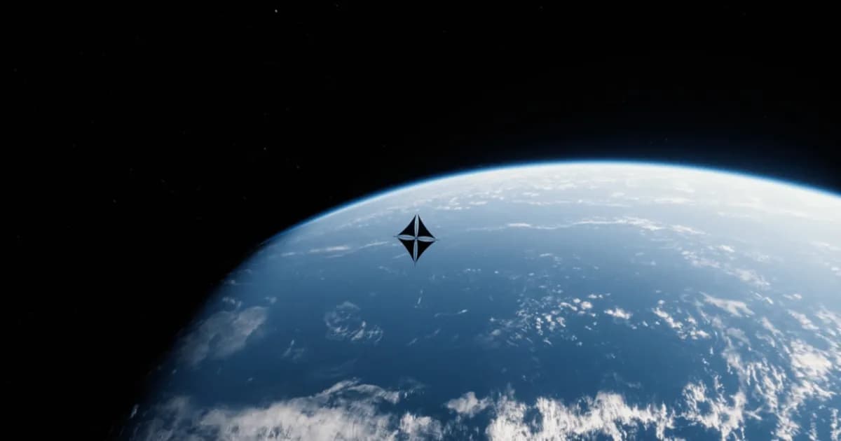 Ilustrasi satelit Reflect Orbital dengan cermin pemantul sinar matahari di orbit Bumi