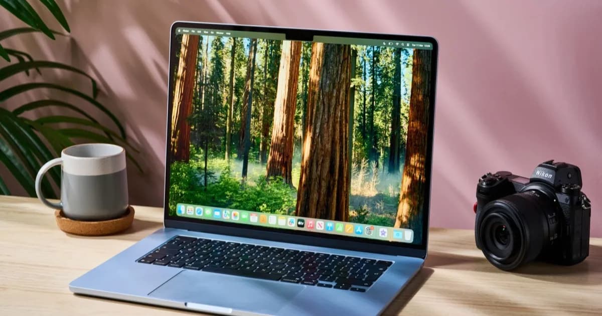 MacBook Air 15-inch with M4 chip on a creative's desk with screen open