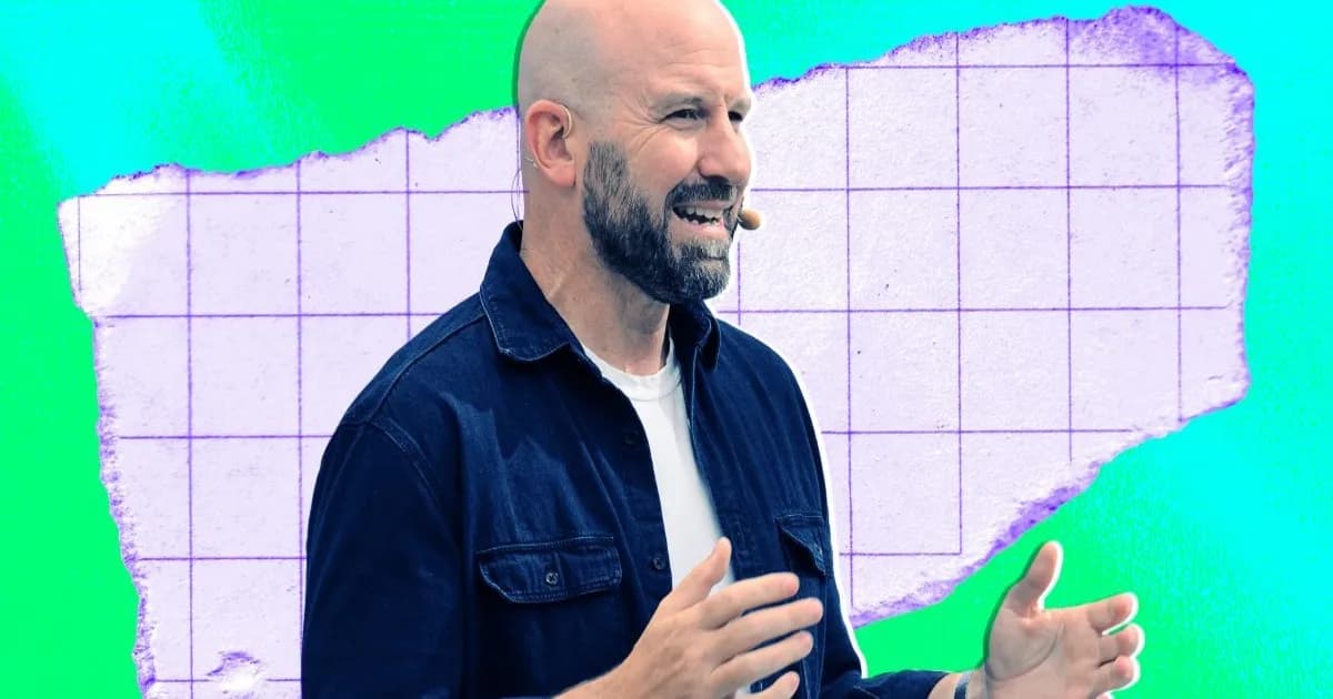Ilustrasi CTO Meta Andrew Bosworth dengan efek stilasi futuristik