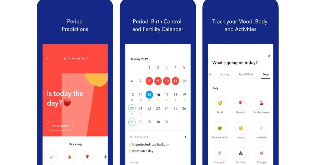 Ilustrasi aplikasi period tracker di smartphone