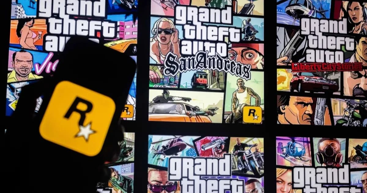 Tampilan mod GTA SA yang menampilkan karakter CJ di depan televisi untuk memulai mini game GTA 3 atau Vice City