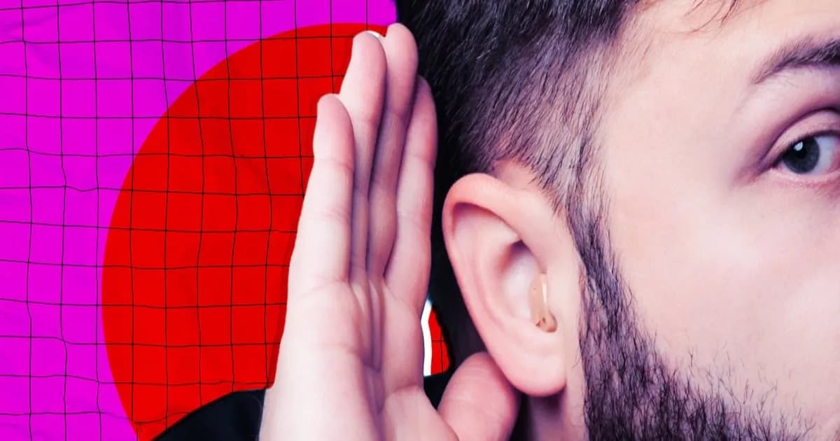 Ilustrasi pria mendengarkan suara pengawasan audio Flock