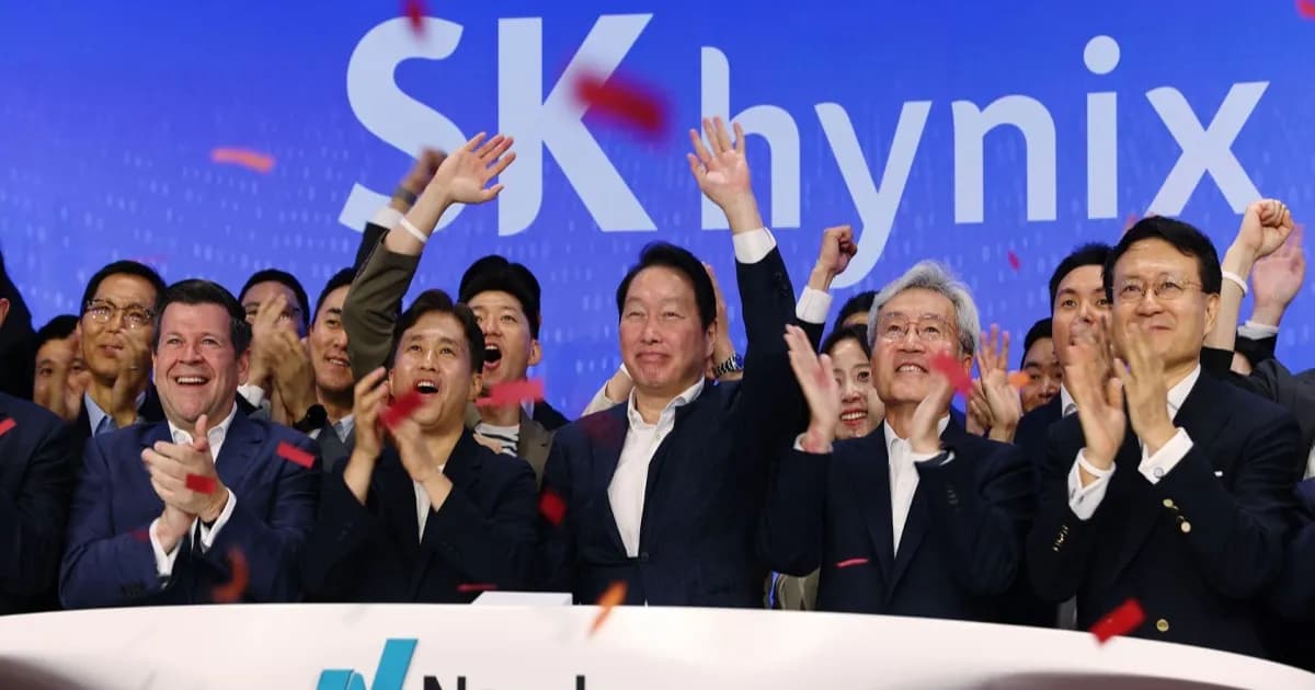 Ilustrasi chip memori SK hynix yang menjadi sorotan karena harga memori abnormally high dan risiko chipflation