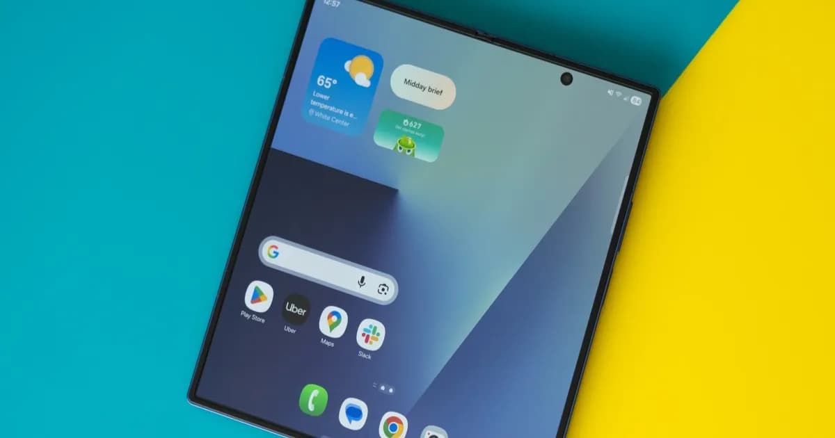 Ilustrasi ponsel lipat Samsung Galaxy Z Fold dengan desain lebih lebar untuk hadapi iPhone lipat
