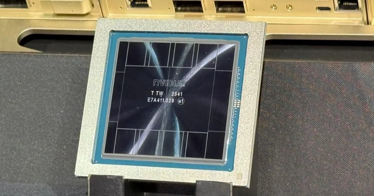 Ilustrasi chip Nvidia Rubin GPU dengan arsitektur canggih untuk inferensi AI