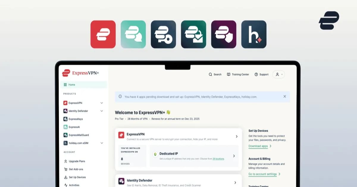 ExpressVPN logo on red background - fitur passkey sign-in terbaru