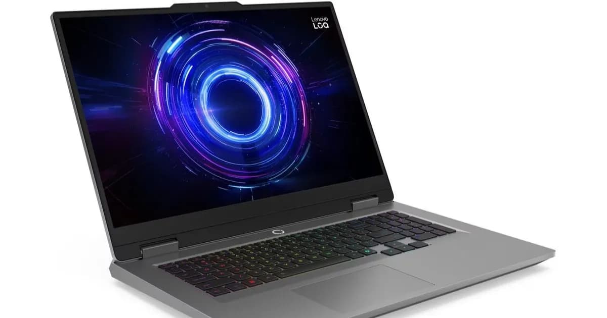 Laptop gaming Lenovo LOQ 17 dengan desain modern dan layar besar
