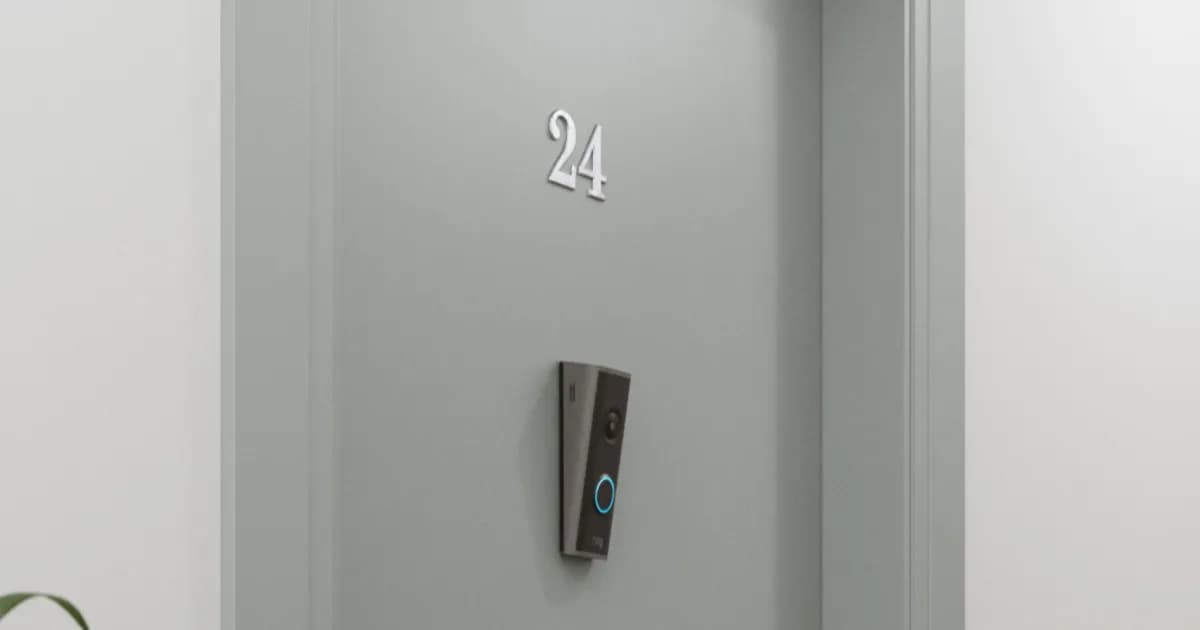 Ring Peephole Camera 2K terpasang di pintu dengan nomor 24