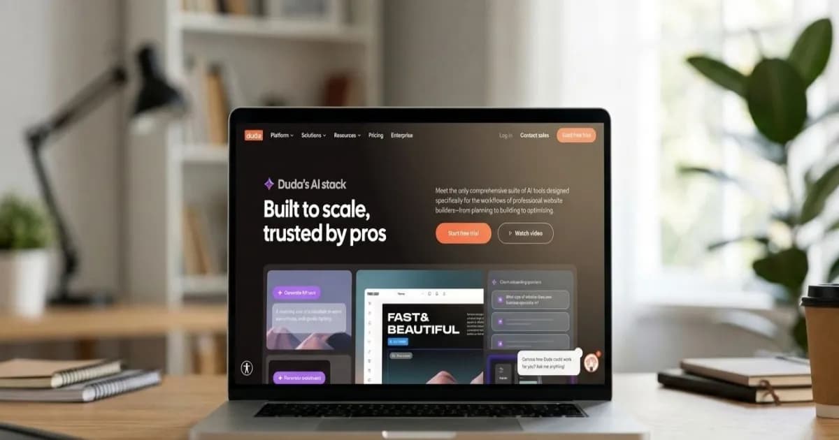 Duda website builder being used on a mac