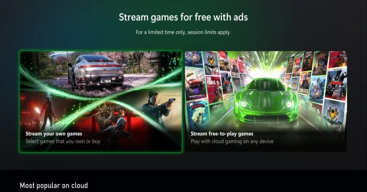 Ilustrasi layanan Xbox Cloud Gaming gratis dengan iklan dari Microsoft