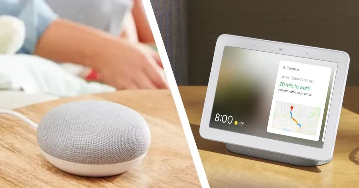 Google Home Mini dan Nest Hub generasi pertama dengan antarmuka Gemini Live