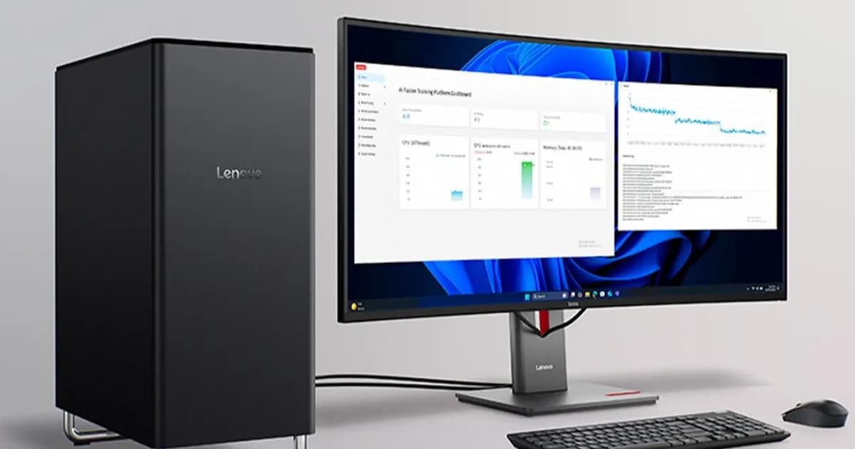 Lenovo ThinkCentre X workstation desktop dengan desain tower profesional