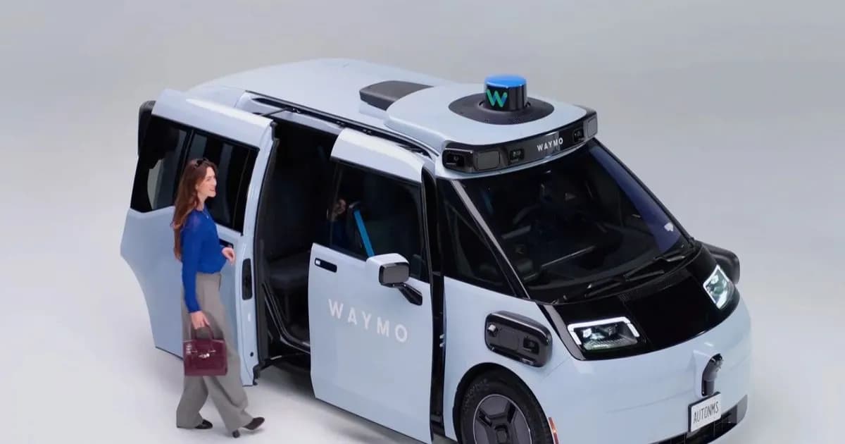 Ilustrasi robotaxi Waymo dengan antarmuka baru dan asisten Gemini AI