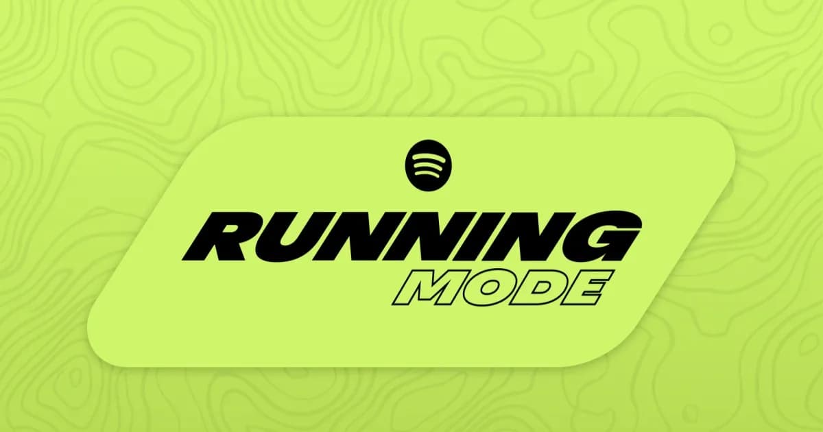 Tampilan antarmuka fitur Spotify Running Mode di aplikasi iOS dengan opsi kustomisasi playlist lari