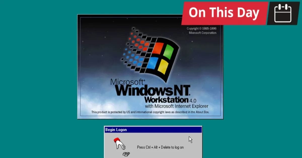 Tampilan antarmuka Windows NT 4.0 dengan Start Menu dan Taskbar khas Windows 95