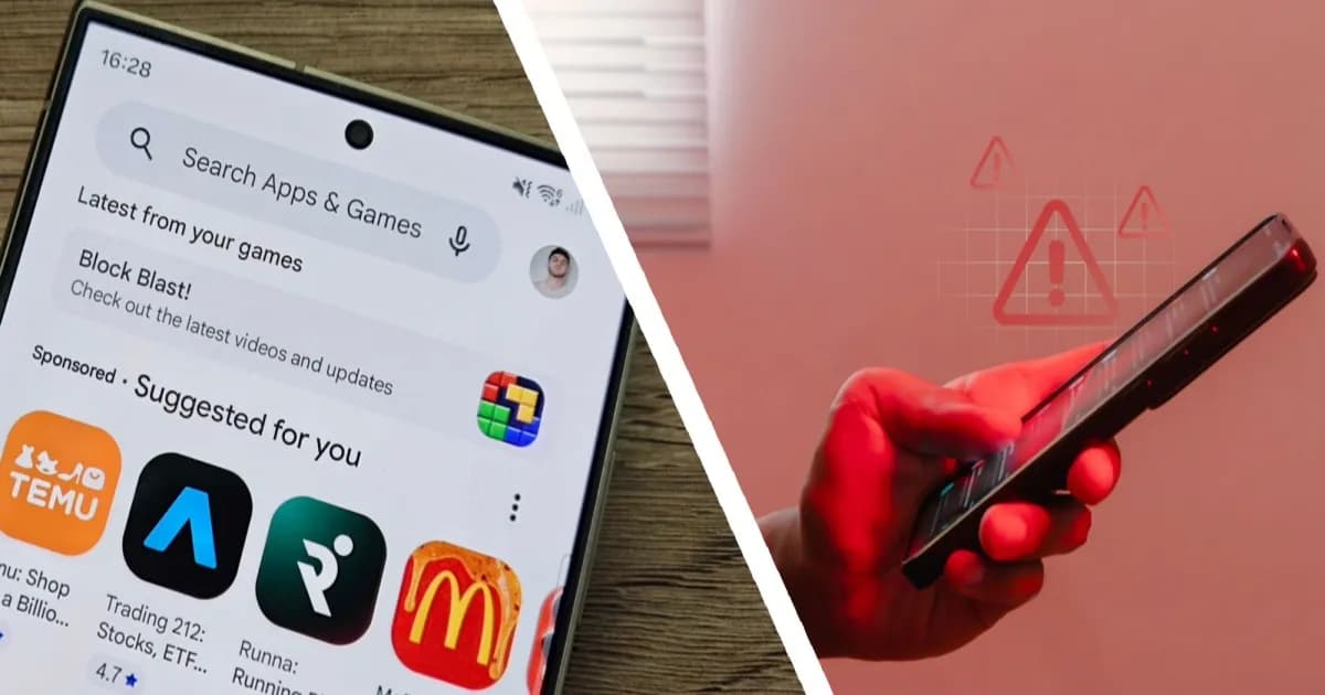 Ilustrasi peringatan keamanan aplikasi VPN di Google Play Store dengan ikon ancaman siber