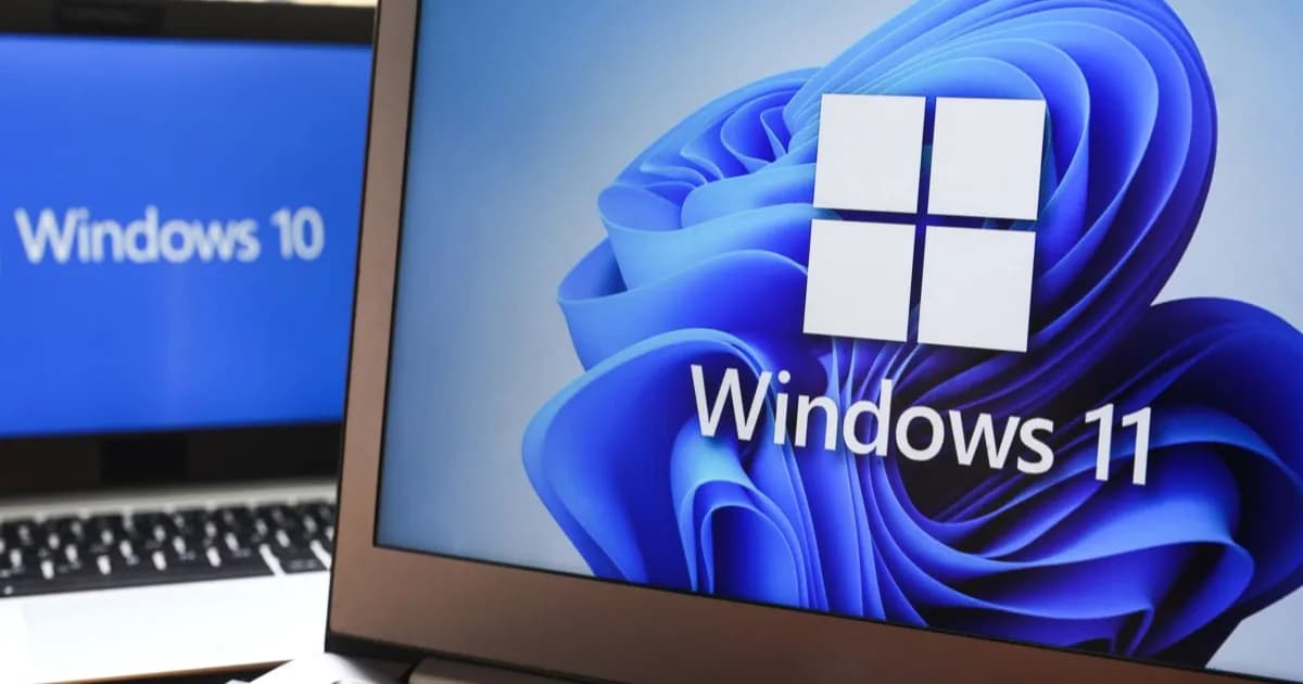 Ilustrasi laptop dengan Windows 11 yang dioptimalkan untuk RAM 8GB