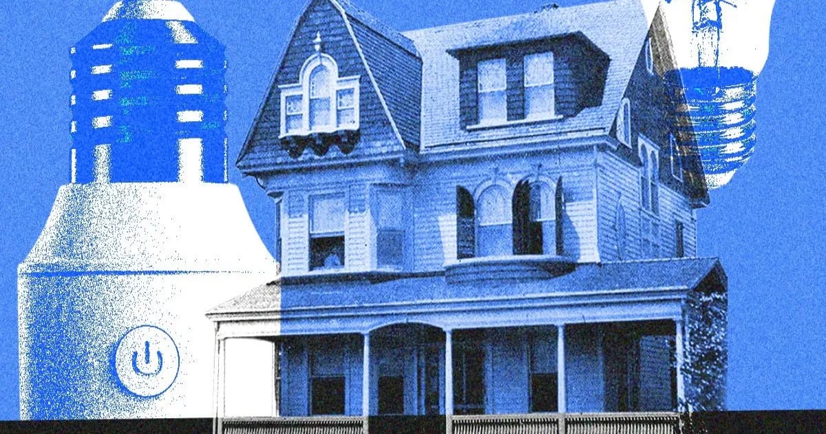 Ilustrasi perangkat smart home yang terintegrasi di rumah tua bergaya klasik